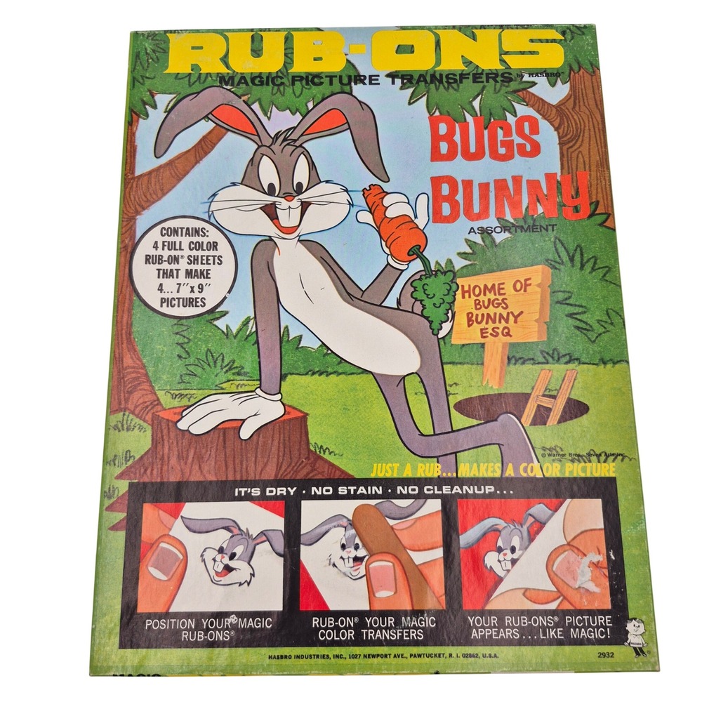Bugs Bunny Rub-ons #2932 Boxed Complete Unused Magic Color Picture Transfers Vtg